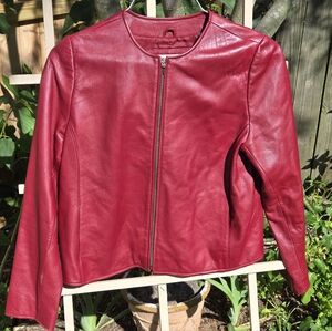 Burgundy Lambskin Leather Jacket - Size L